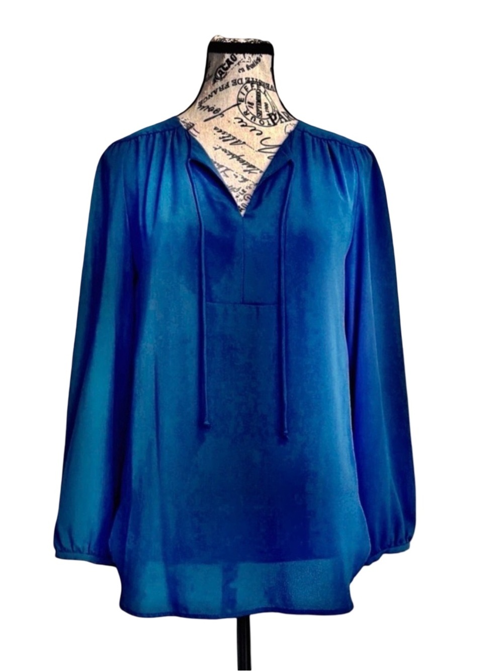 Chico’s Navy Blue Tie-Neck Blouse | Women’s Size 0